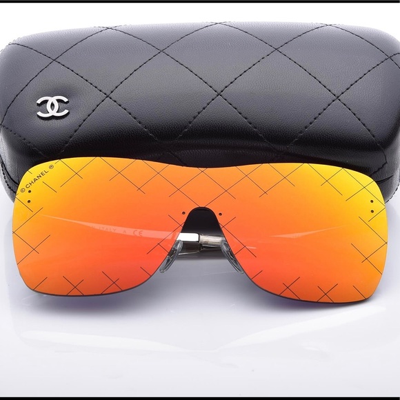 CHANEL Accessories - CHANEL Shield Runway Sunglasses 4215 Silver Red